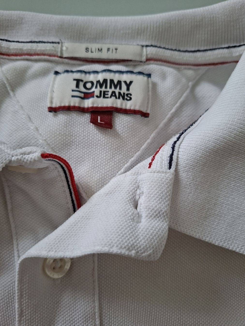 Tommy Hilfiger Magliette Polo: Polo Tommy Jeans blanc, taille L, – Usato da Renens VD venduto da ser_j2fn 2