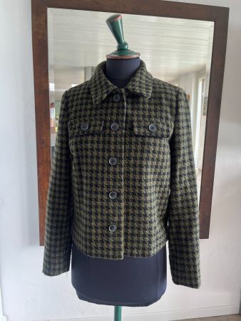 Veste pied-de-poule en laine, taille 38, très chic!