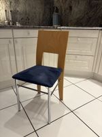 Designer Stuhl Holz Chrom Alcantara 