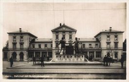Ansichtskarte Aarau Bahnhof Schützendenkmal alte Fotokarte