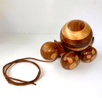 Vintage Rollschildkröte Nachziehschildkröte Holz