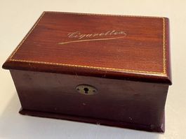 📦 Boîte à cigarettes ancienne en bois rouge, luxe vintage