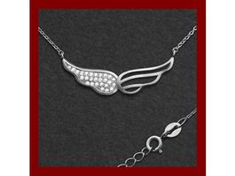 Collier 45 + 5cm Flügel Silber 925 mit Zirkonias