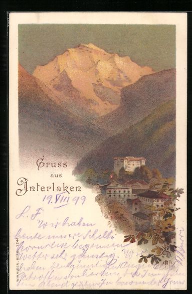 Cartoline postali: Künstler Carl Biese: Interlaken, Panora – Usato da Berlin venduto da bartko-reher