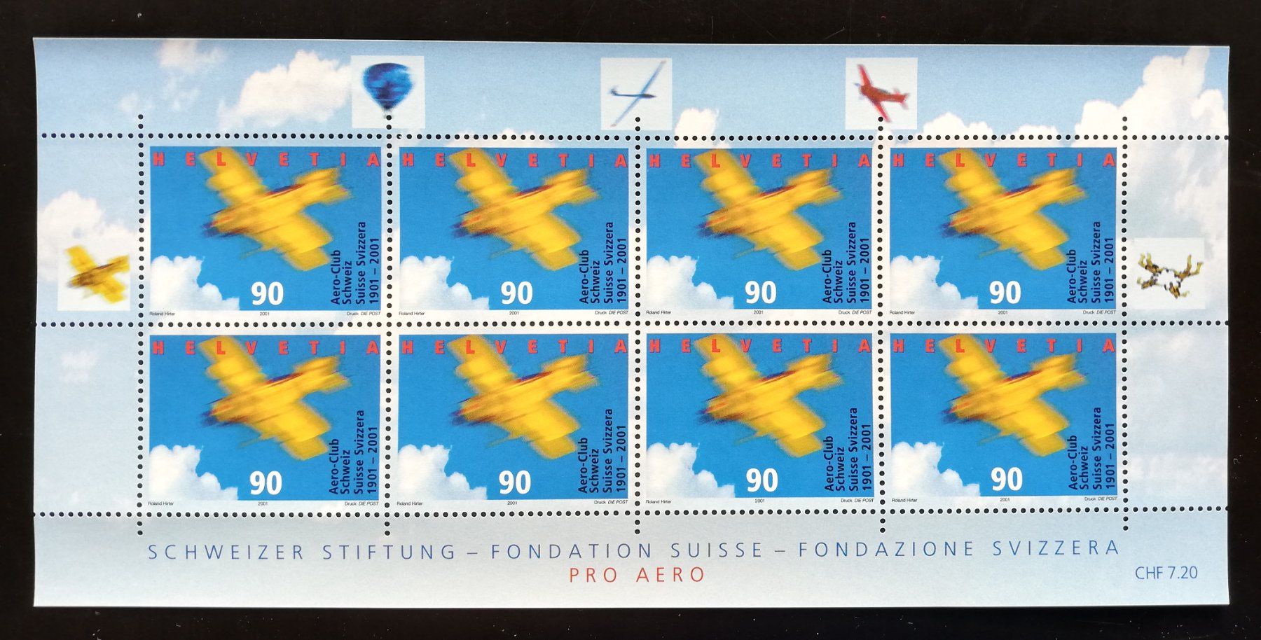Tutti i francobolli: Kleinbogen Sondermarken Aero-Club 2001 ** – Nuovo (secondo la descrizione) da Gümligen venduto da Fairseriver