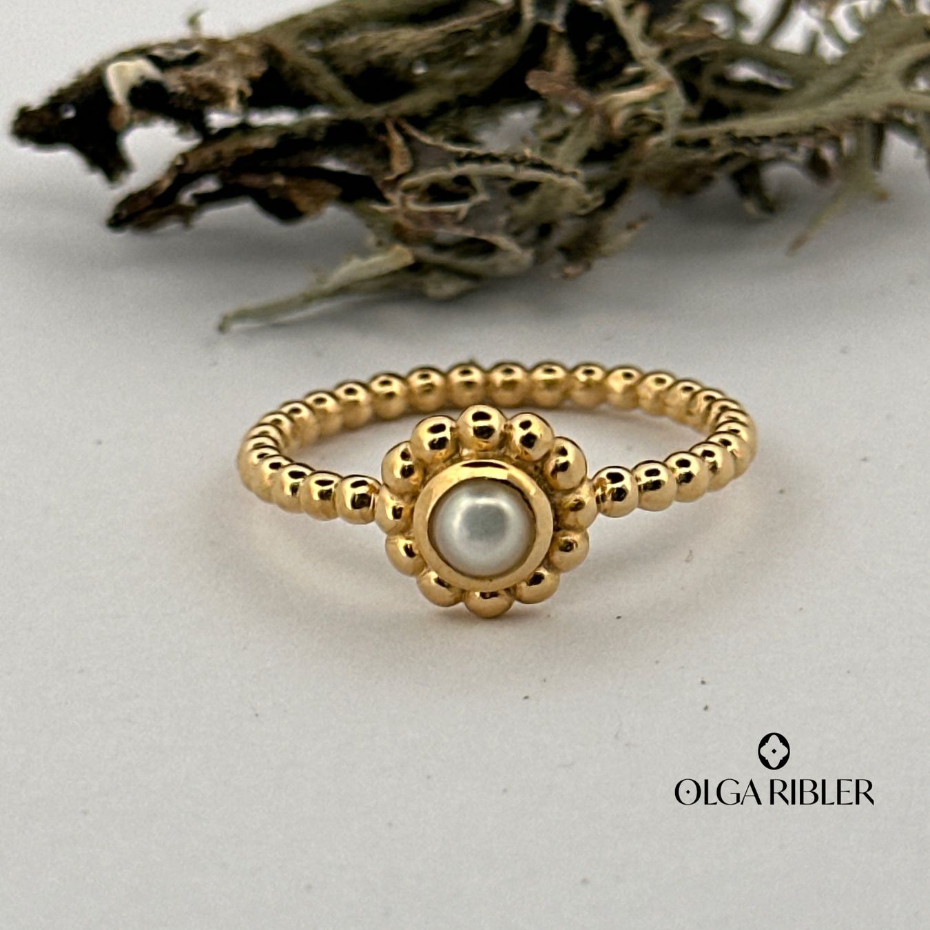 Olga Ribler Ringe: Perlenring – Silber vergoldet – Gr. 56 – Neu (gemäss Beschreibung) aus Luzern von Schmuckoutlet 1