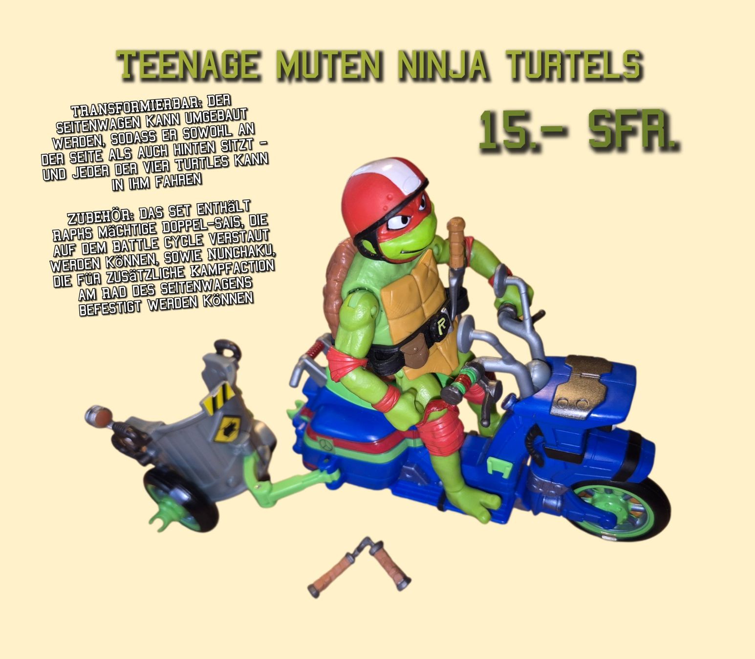 Giocattoli: TMNT Raphael Battle Cycle Set mit Zubehör – Usato da Necker venduto da kre_q7d8