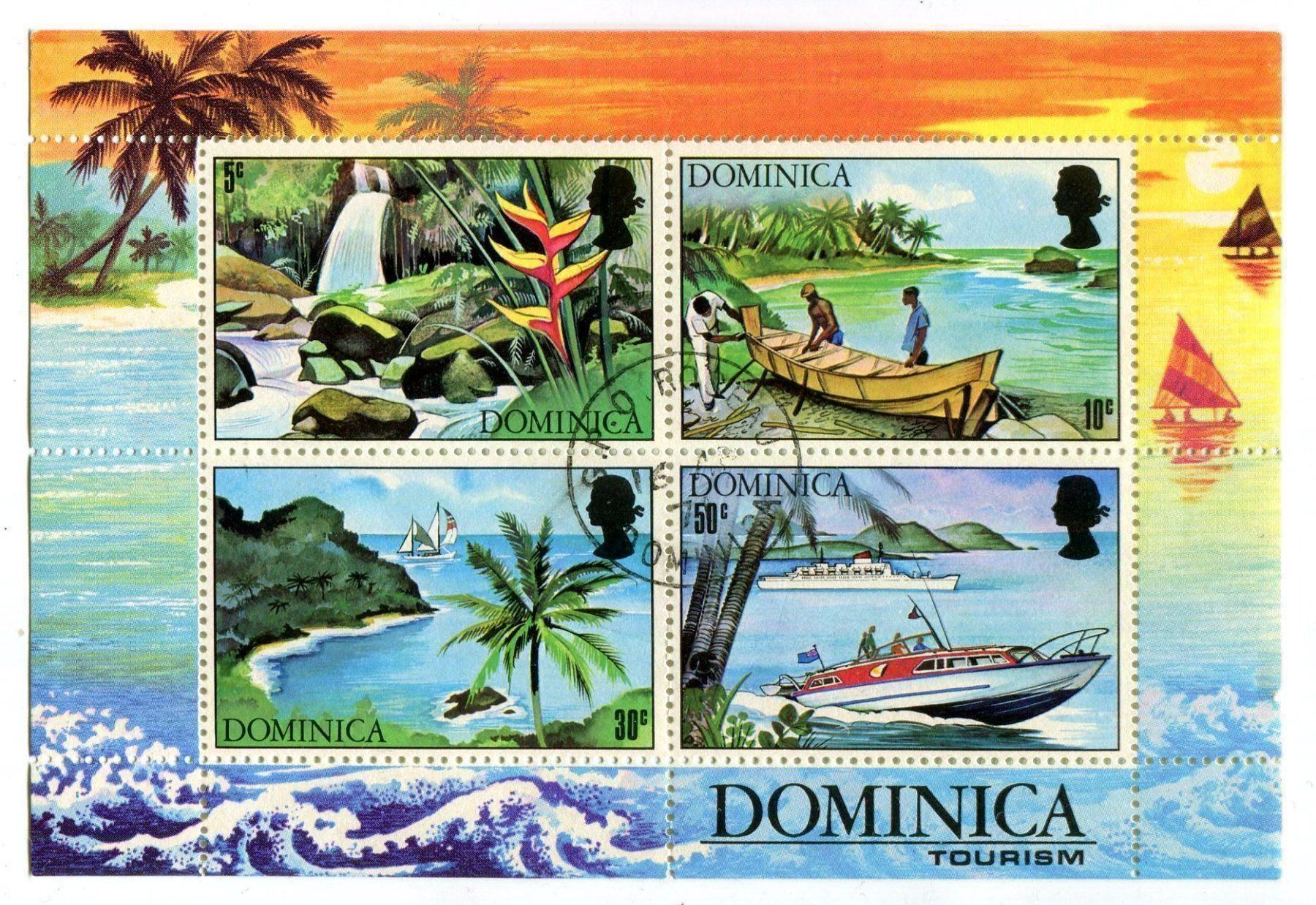 Tous les timbres: Block "Tourismus". Dominica. – Neuf avec emballage d'origine à Basel par Butsch5