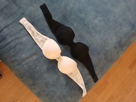 Trägerloser BH Set 2Stk. H&M Schwarz Weiss Gr. 80A