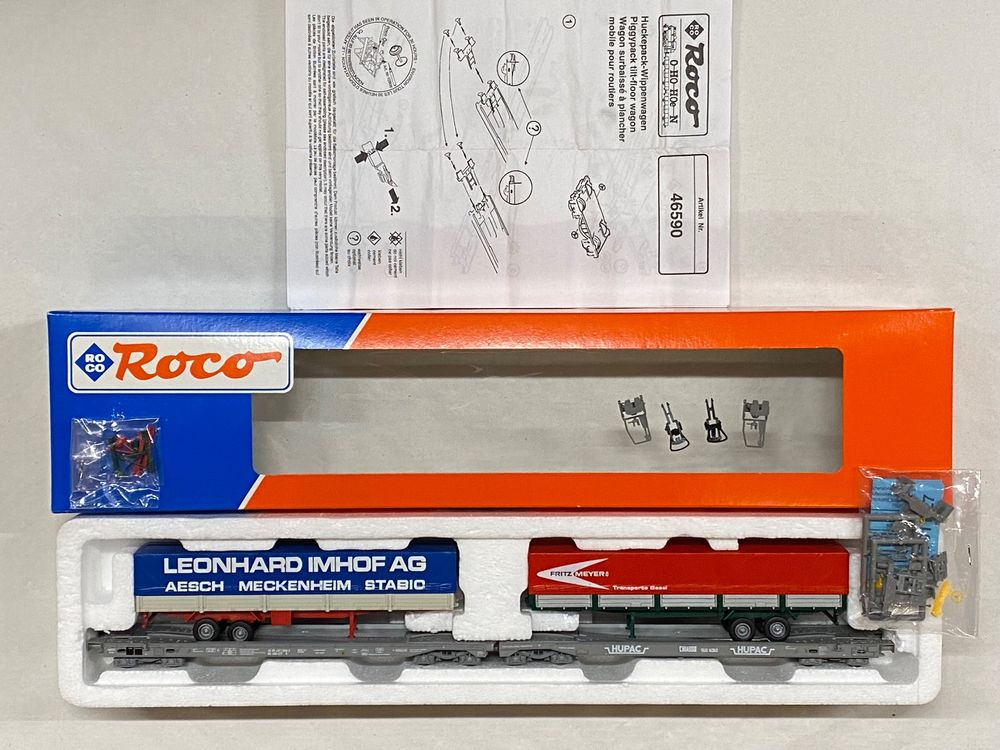 Roco 46590 (H0 GS) SBB Huckepack-Wippenwagen Saads 704 (Gebraucht) in ...