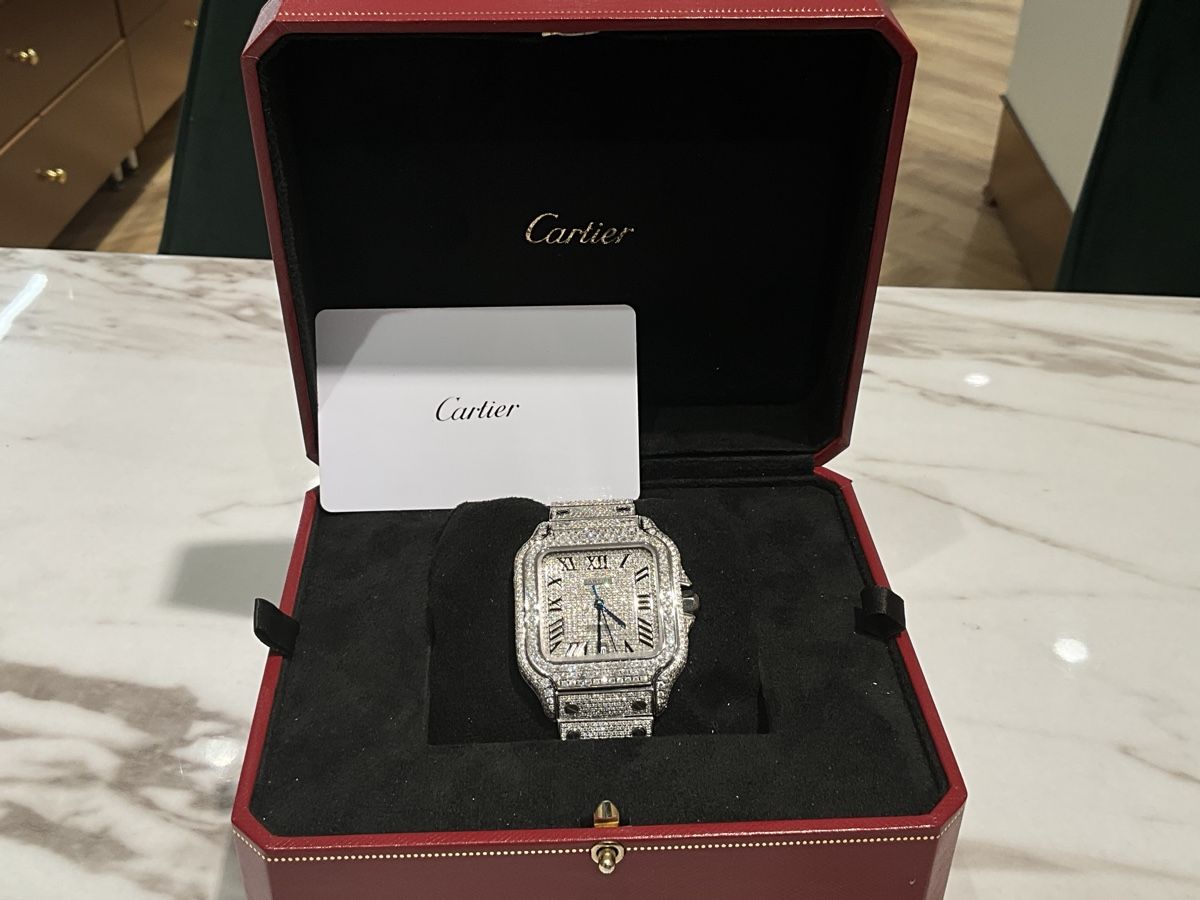 Cartier Orologi: Cartier Santos Iced Out – Nuovo (secondo la descrizione) da Schaffhausen venduto da glamour-shop 8