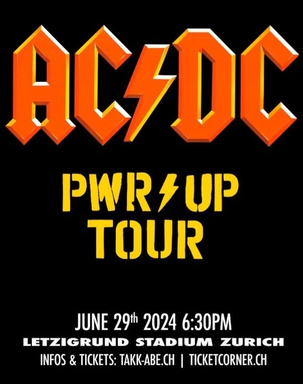 AC/DC Ticket 1 x Stehplatz Frontfield D - Zürich Letzigrund (Neu und ...