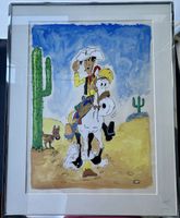 Großes Lucky Luke Aquarell 1973 F.G.