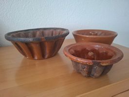 Lot de 3 moules à gâteau en terre cuite d'occasion