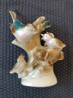 Vintage Porzellanfigur Gräfenthal Vogelfamilie mit Nest/Vase