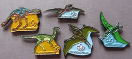 5 PINS DINOSAURIER, FLUGSAURIER SAURIER