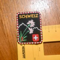 VINTAGE Badge SCHWEIZ Blume ST. GALLER STICKEREI klein