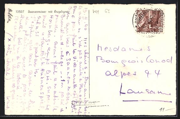 Cartoline postali: Saanenmöser, Ortsansicht mit Hugeligrab – Usato da Berlin venduto da bartko-reher 1