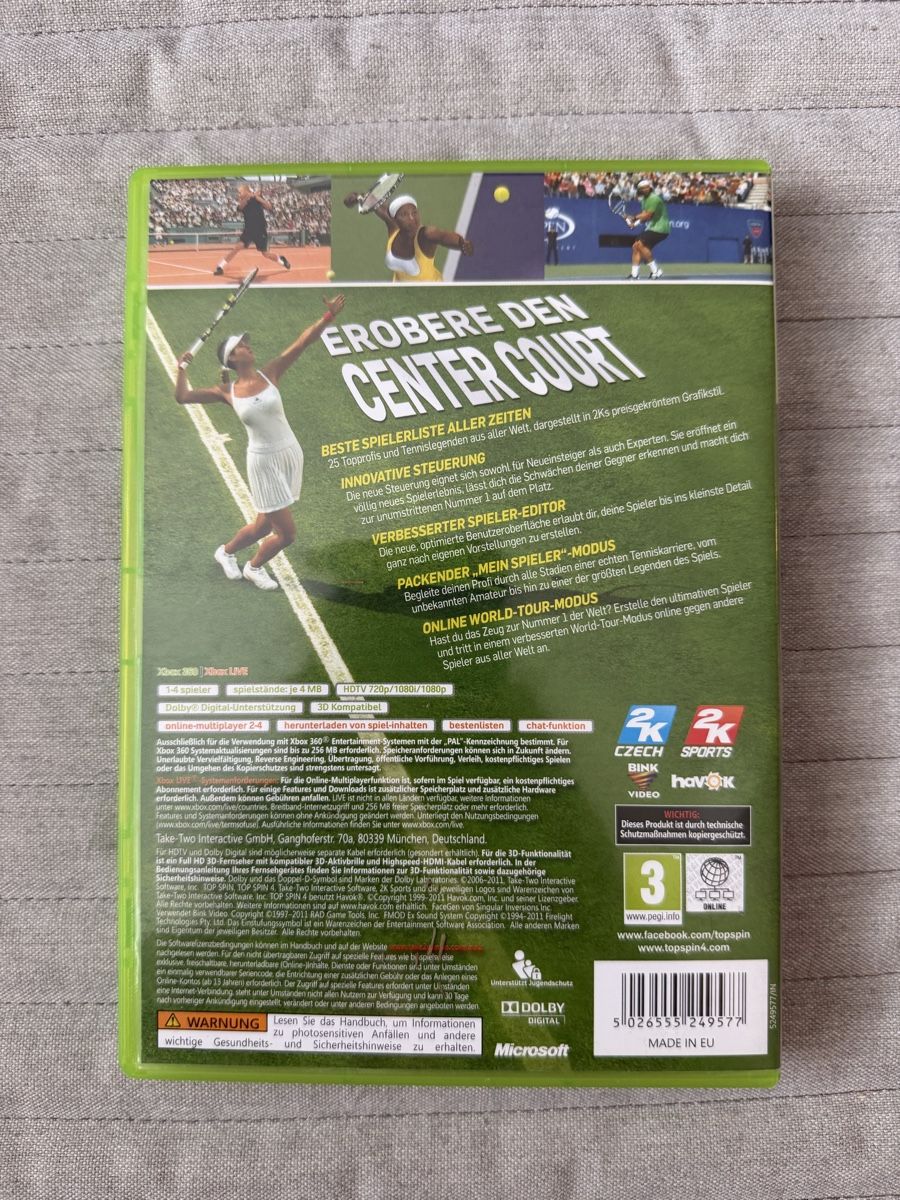 Microsoft Spiele: Topspin 4 für Xbox 360 – Gebraucht aus Thunstetten von Virus_33 2