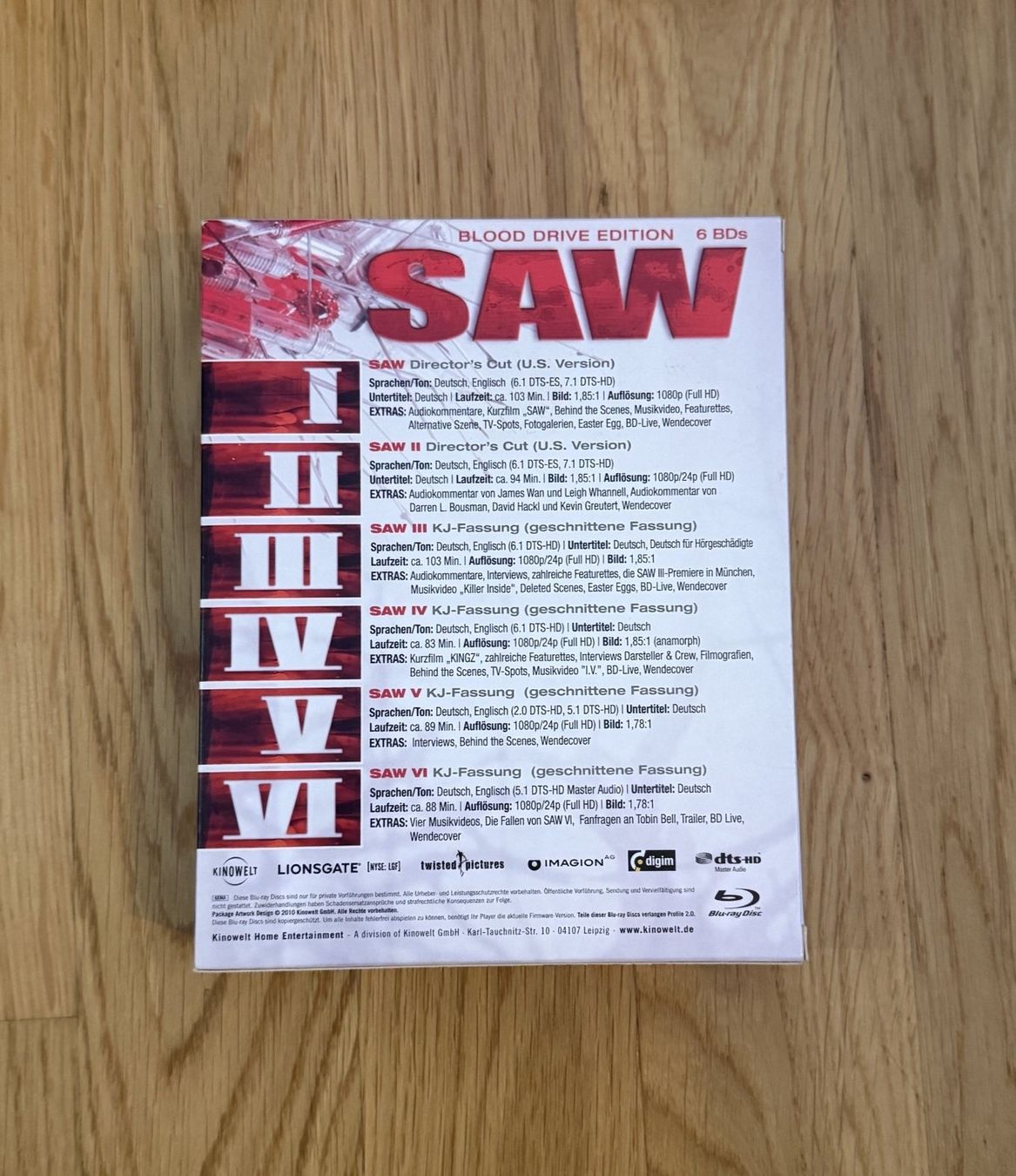 Tutti i DVDs: Saw 1 - 6 - Blu-Ray – Usato da Bülach venduto da Murmy 2