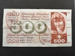 500 Franken Schweiz Banknote Jungbrunnen 1973