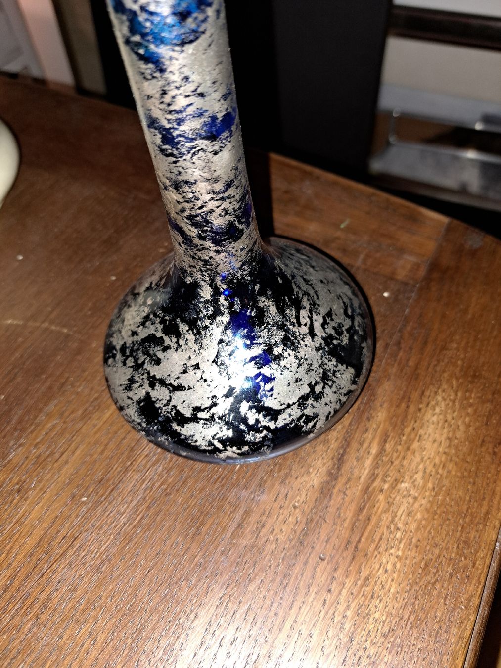 Vasen & Gefässe: Blaue Vase mit Silbermuster, Vintage  – Gebraucht aus Kölliken von Upcycling-by-Mc-TAM 1