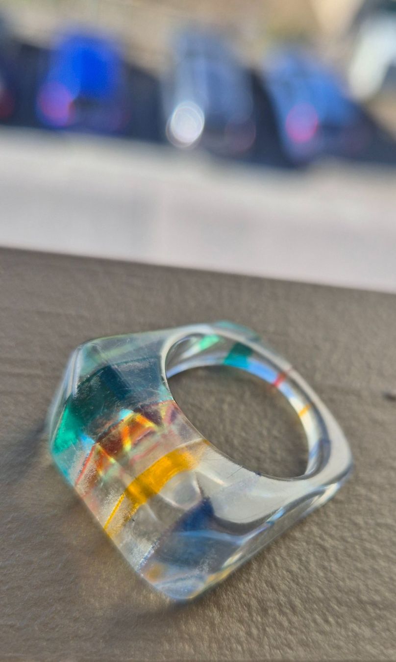 Anelli: RING FINGERRING TRANSPARENT MIT BUNTEN STREIFEN PLEXIGLAS – Nuovo (secondo la descrizione) da Elsau venduto da the-colorful-side 7
