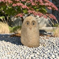 Naturstein Eule Steinfigur Gartenfigur Krafttier Skulptur