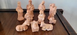 Jolie crèche de Noël en terre cuite brute naturelle