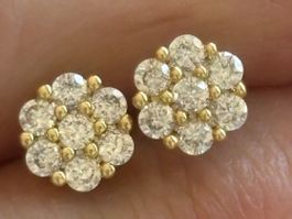 Luxus Elegante Zirkonia Ohrstecker Farbe: Gold/Weiss