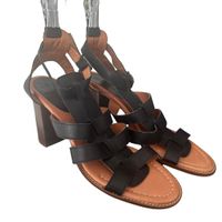 Vintage Leather Sandals – Black Strappy Heels, Size 41, Like