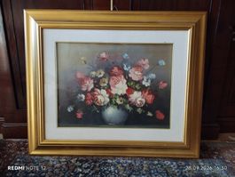 Ölgemälde Blumenstrauss in Goldrahmen gebraucht