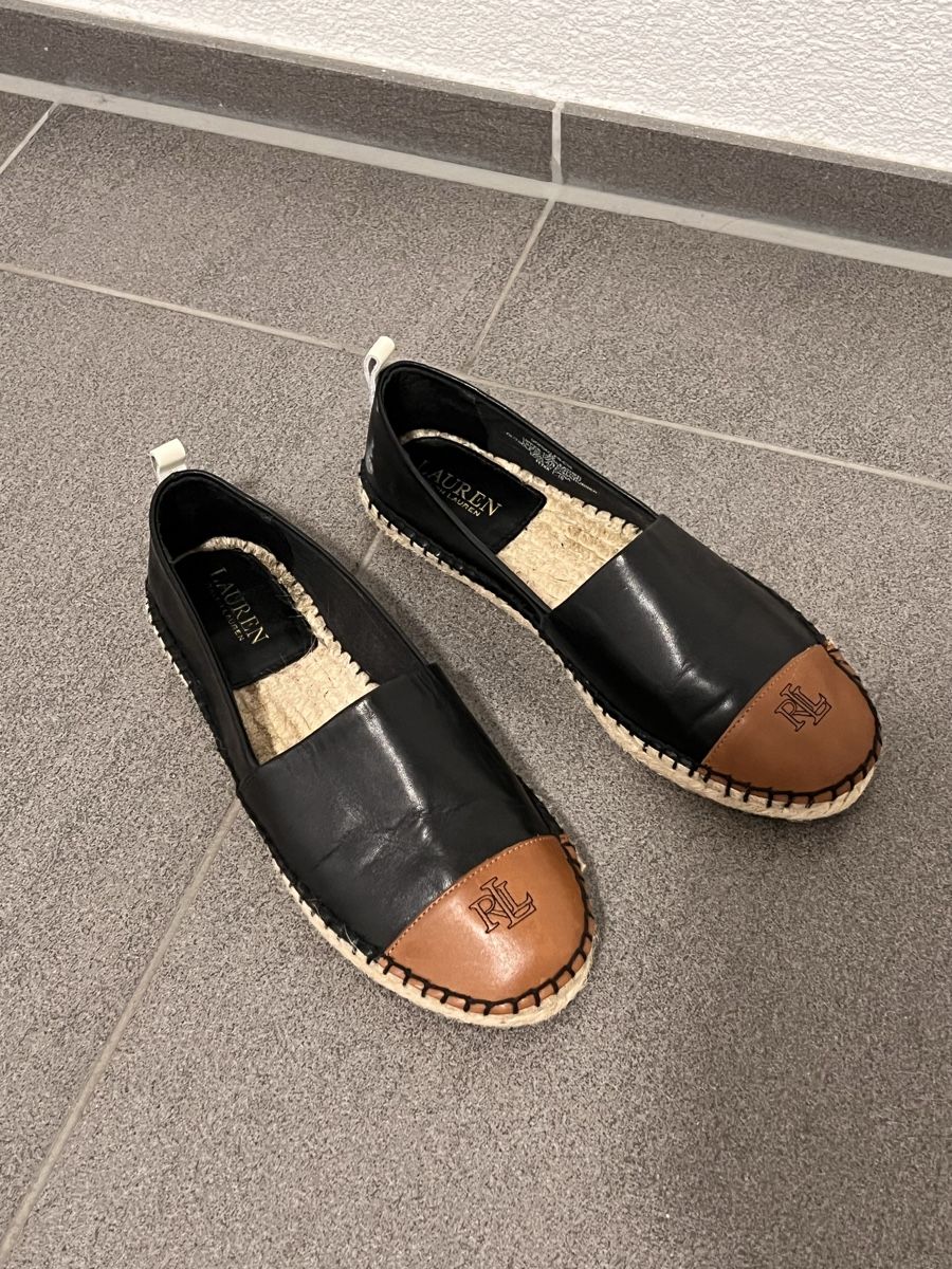 Ralph Lauren Scarpe da donna: Ralph Lauren-Espadrilles, Schwarz/Braun, Gr. 39 – Nuovo (secondo la descrizione) da Winterthur venduto da ChicMarkt
