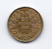 (2406) Frankreich, 20 Francs, 1860, Platin vergoldet, vz