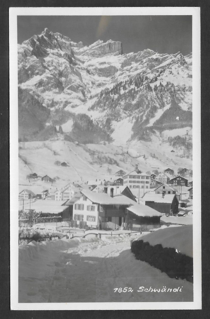 Cartoline postali: Schwändi Dorfansicht im Winter – Usato da Olten venduto da clotaldi