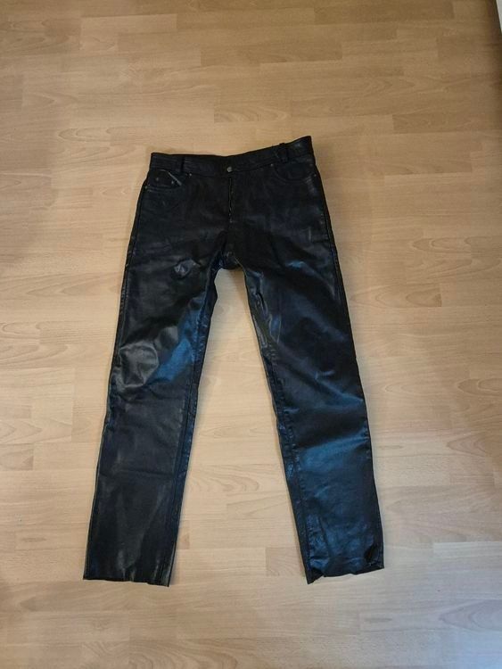 Produktbild von Steampunk Hose Herren Schwarze,Lederhose Herren Lang,Pu Leder Hosen Mit Multi Taschen Cargohosen Hochwertige Büffelleder Bikerjeans Mittelalter
