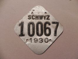 Velonummer Schwyz SZ 1930