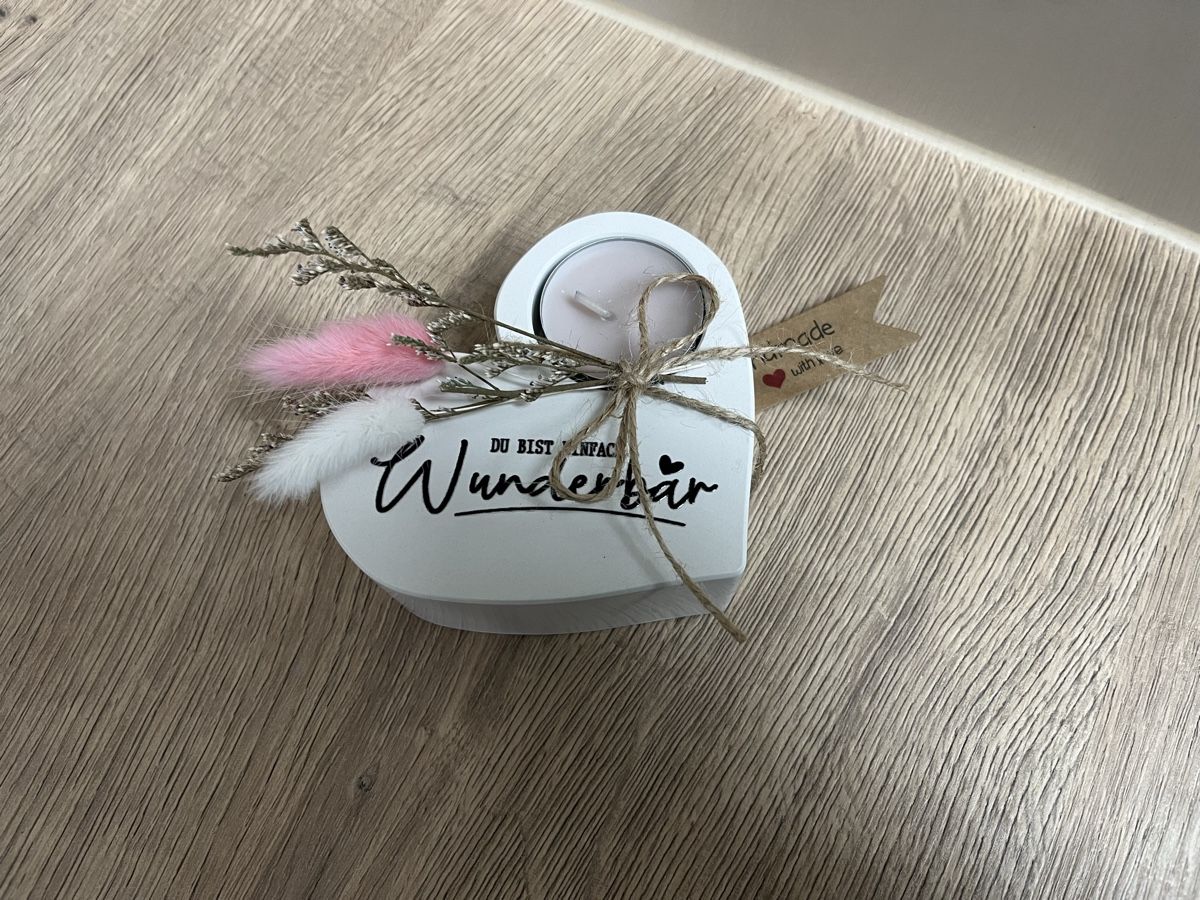 Tutte le decorazioni: Herzförmiger Kerzenständer "Du bist wunderbar" Handmade – Nuovo (secondo la descrizione) da Frick venduto da van_2dhd