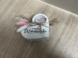 Herzförmiger Kerzenständer "Du bist wunderbar" Handmade