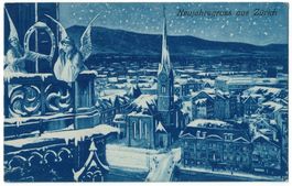 Neujahrsgruss aus Zürich, Künstlerkarte, gelaufen 1912