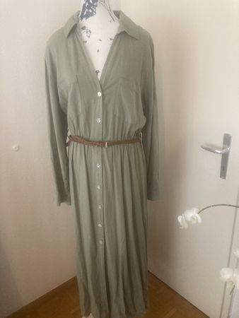 Damen Hemdblusenkleid Zara Khaki Grösse L Neu