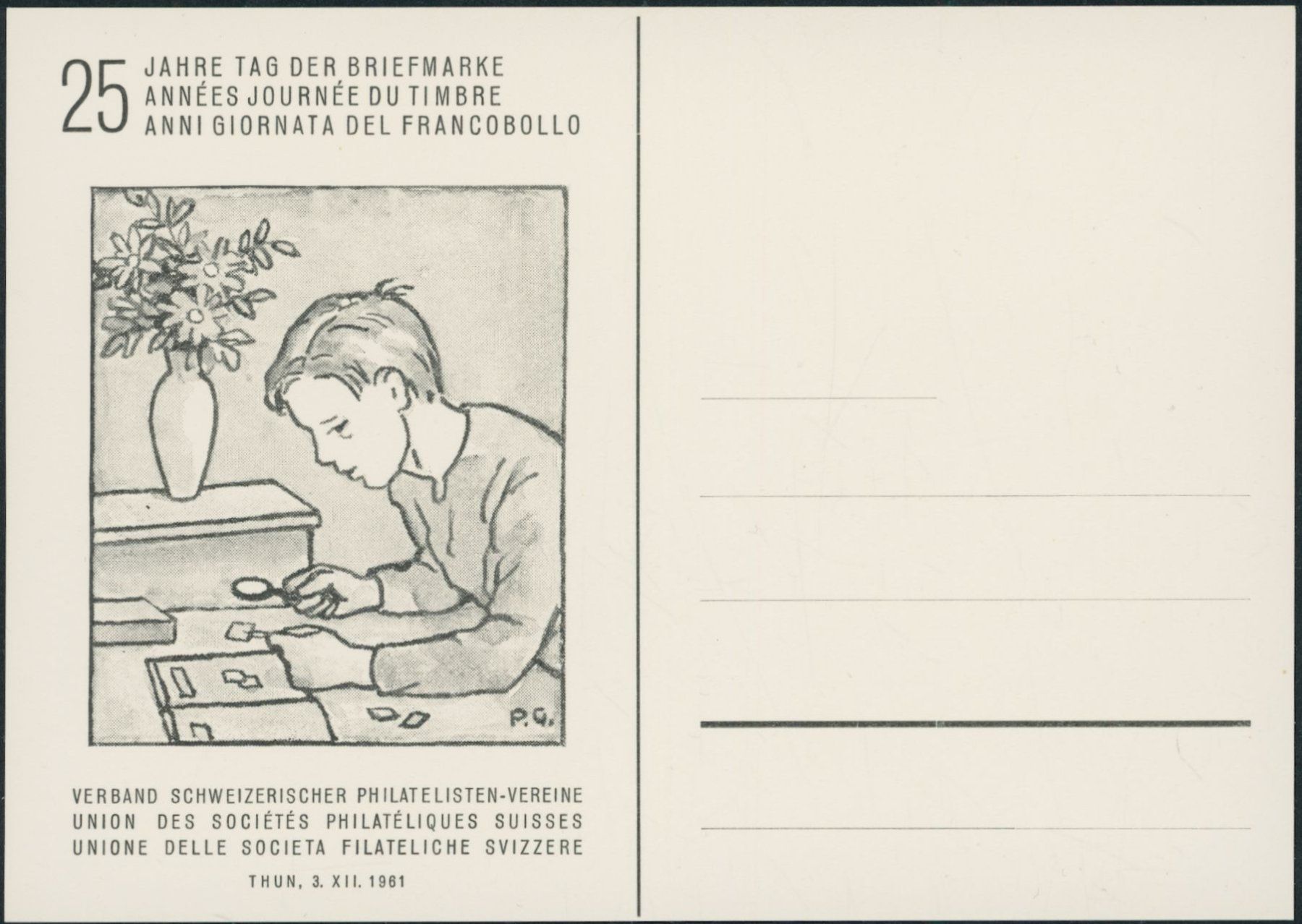 Alle Briefmarken: 1961 - Tag der Briefmarke - Thun – Neu (gemäss Beschreibung) aus Schindellegi von leecollect 3