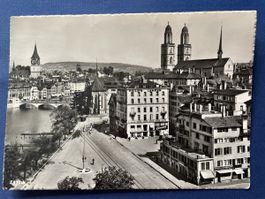 Alte Ansichtskarte Zürich mit Grossmünster, 1949 gelaufen
