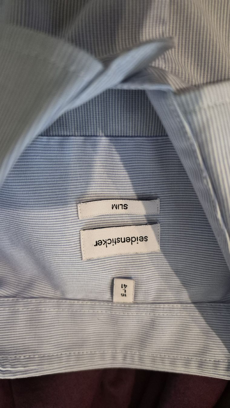 Camicie: Seidensticker Hemd, Gr. 41, Slim Fit, hellblau gestreift – Usato da Fehraltorf venduto da Endavour 2