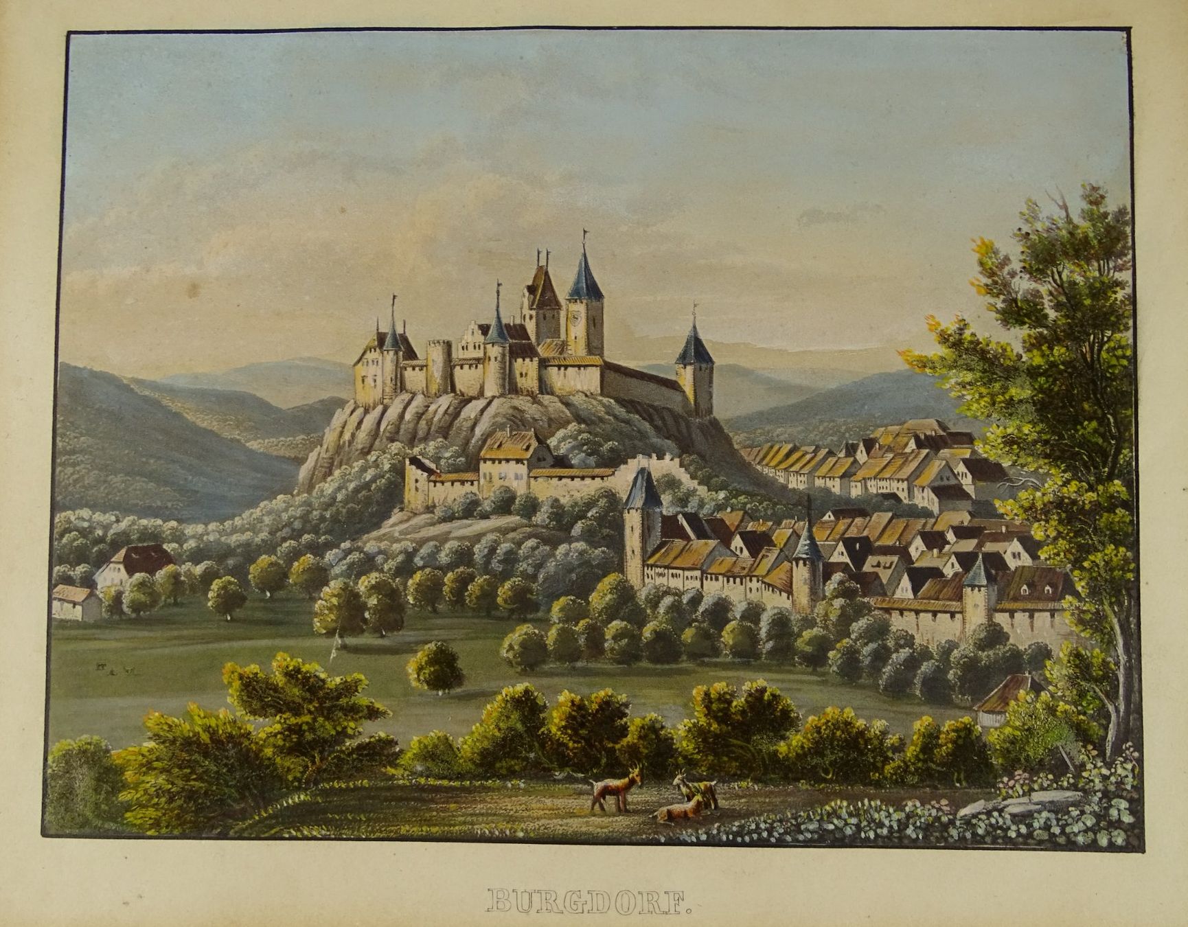 Incisioni: BURGDORF, AQUATINTA 1857 – Usato da Grüningen venduto da Kartensammler