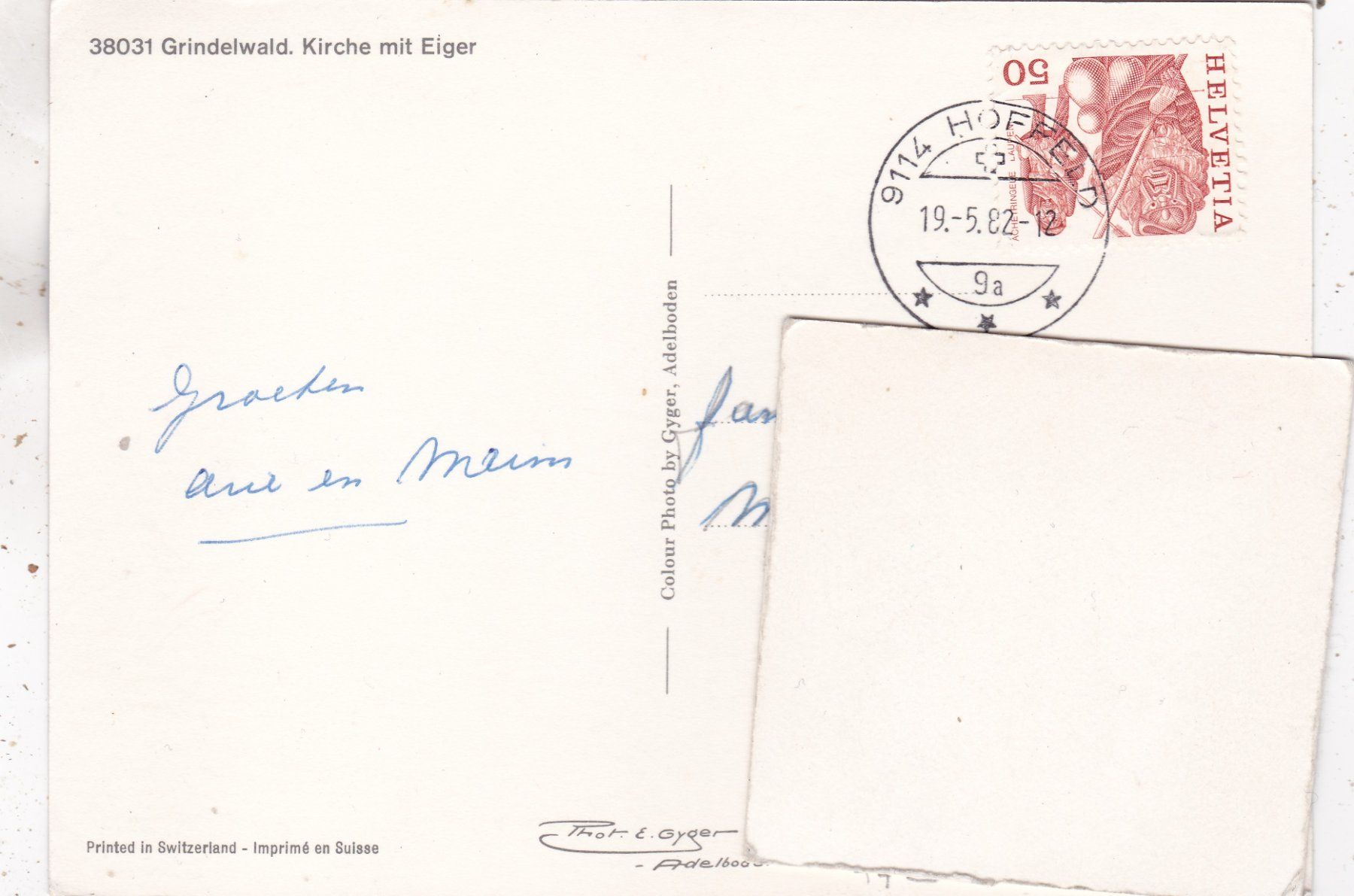 Cartoline postali: Grindelwald Kirche mit Eiger 1982 – Usato da Herisau venduto da Lisegrat2008 1