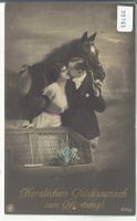 Liebespaar - Couple mit Pferd - coloriert - Glückwunsch