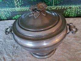Wunderschöne Terrine+Deckel Zinn Oliva neuwertiger Zustand