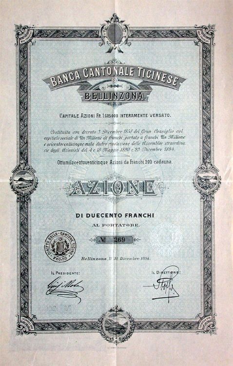Banca Cantonale Ticinese Bellinzona, Bellinzona 1894 Kaufen auf Ricardo
