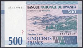 Ruanda 500 Franc 1994 P-23a UNC, selten